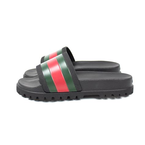 gucci web slides black|Gucci slides web stripe slide.